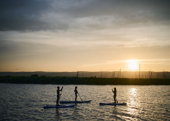 Sonnenuntergang am Neuen Strand mit STand Up Paddel