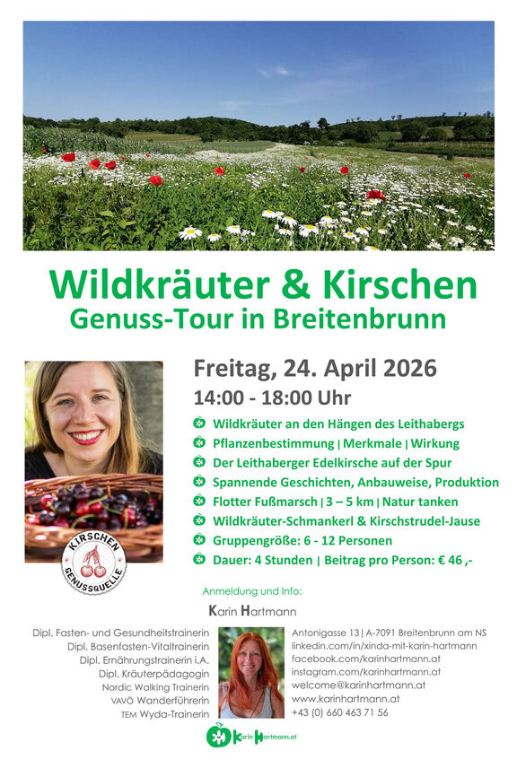 Wildkräuter und Kirschen